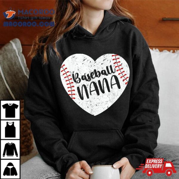 Baseball Nana Retro Heart Grandma Mother’s Day Shirt