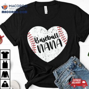 Baseball Nana Retro Heart Grandma Mother S Day Tshirt