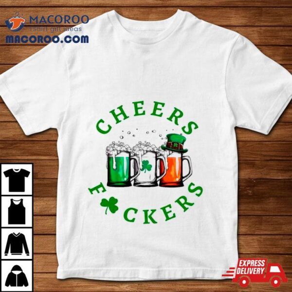 Beer Cheers Fuckers Shamrock Retro Shirt