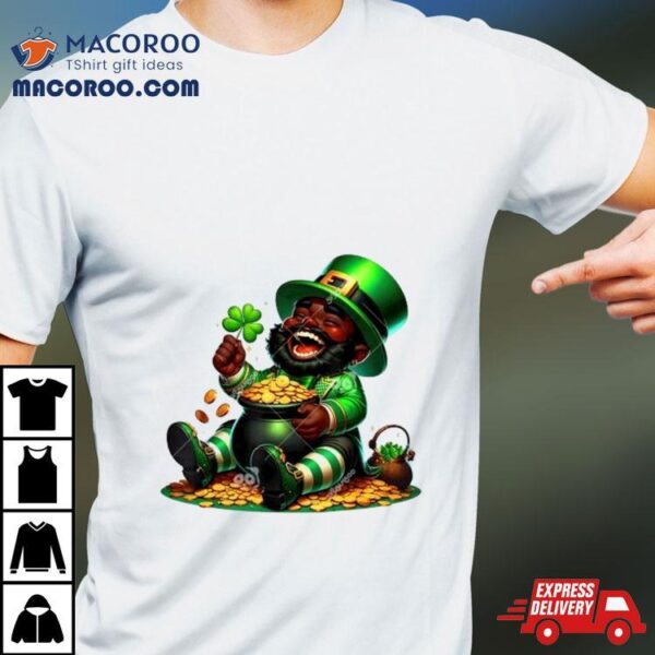 Black African American Leprechaun Gold Saint Patrick’s Day Shirt