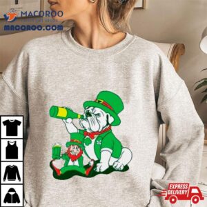 Bulldog And Leprechaun Drink Beer St Patrick Rsquo S Day Tshirt