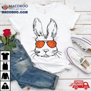 Bunny Face With Basketball Sunglasses Easter Day For Boy Shirt