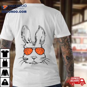 Bunny Face With Basketball Sunglasses Easter Day For Boy Tshirt