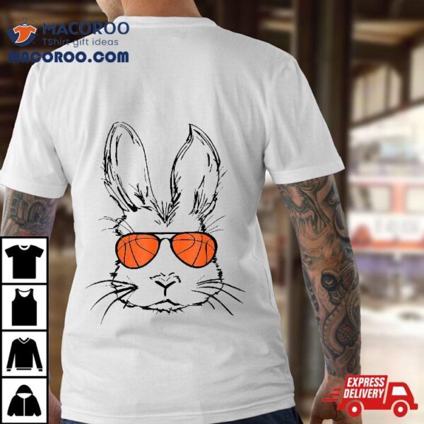 Bunny Face With Basketball Sunglasses Easter Day For Boy Shirt