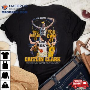 Caitlin Clark Iowa Hawkeyes Basketball All Time Scoring Leader Signature Tshirt