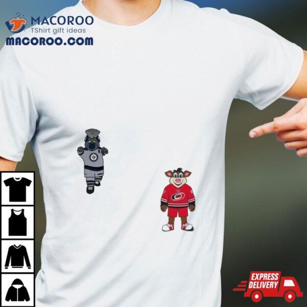 Carolina Hurricanes Vs Winnipeg Jets Nhl 2024 Mascot Cartoon Hockey Shirt