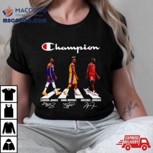 Champions Lebron James Kobe Bryant Michael Jordan Walking Road Signatures Tshirt