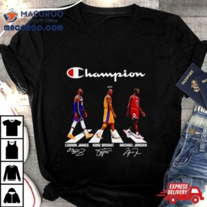 Champions Lebron James Kobe Bryant Michael Jordan Walking Road Signatures Tshirt