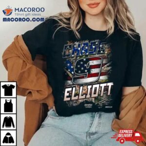 Chase Elliott Hendrick Motorsports Team Collection Black Camo Patriotic Tshirt