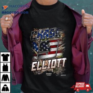 Chase Elliott Hendrick Motorsports Team Collection Black Camo Patriotic Tshirt