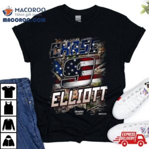 Chase Elliott Hendrick Motorsports Team Collection Black Camo Patriotic Tshirt