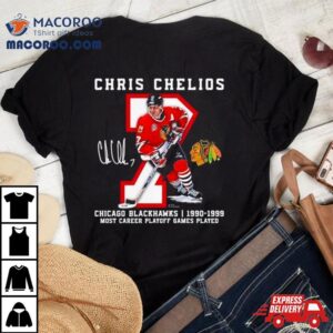 Chicago Blackhawks Chris Chelios 1990 1999 Most Career Playoff Games Played Signature Shirt
