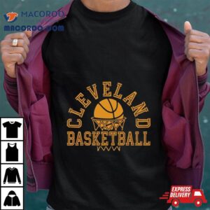 Cleveland Basketball Net Gold Nba Tshirt