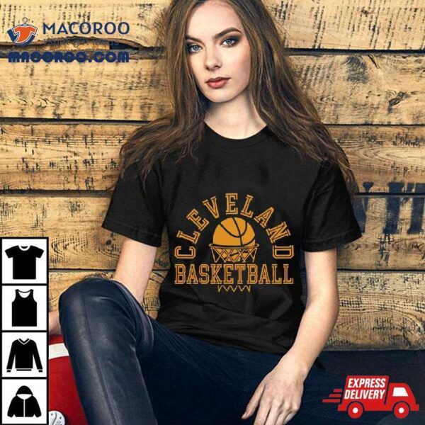 Cleveland Basketball Net Gold Nba Shirt