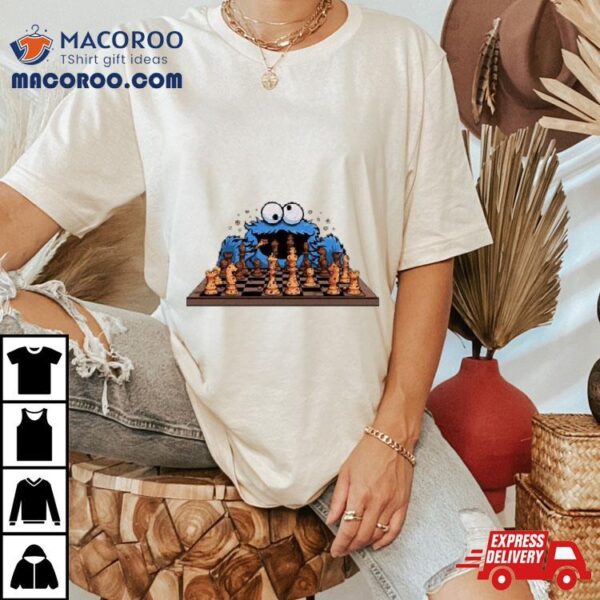 Cookie Monster Muppet Eating Chess Cookie Shirt