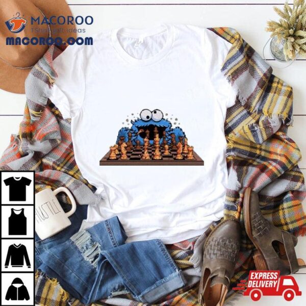 Cookie Monster Muppet Eating Chess Cookie Shirt