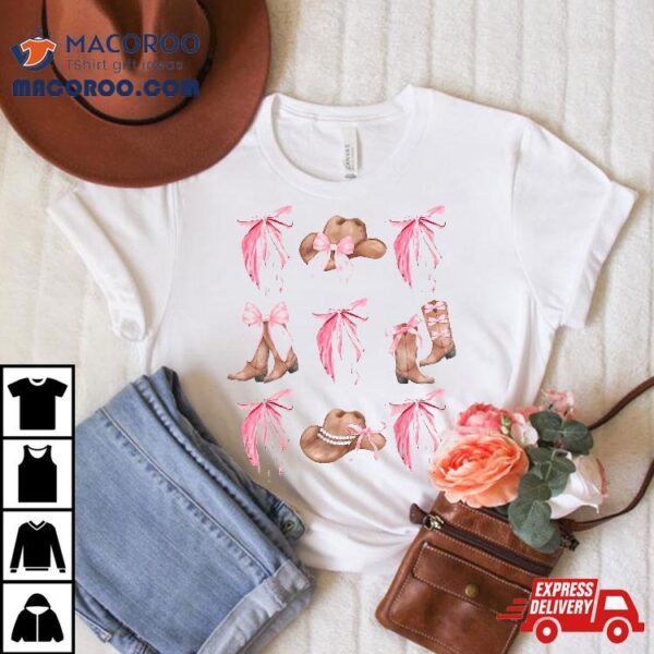 Coquette Pink Bow Cowboy Boots Hat Western Country Cowgirl Shirt