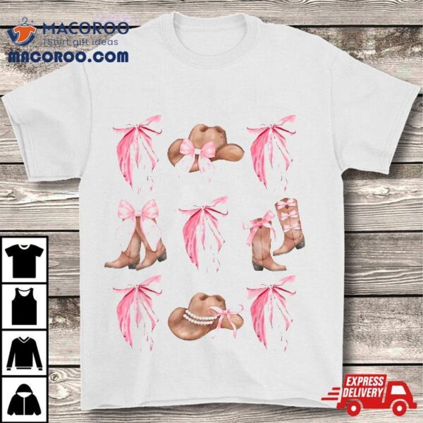 Coquette Pink Bow Cowboy Boots Hat Western Country Cowgirl Shirt