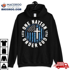 Cross One Nation Under God 1776 Usa Flag Shirt