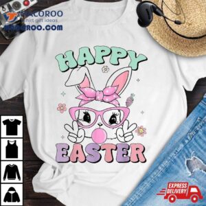 Cute Bunny Face Bublegum Happy Easter Shirts For Girls Shirt