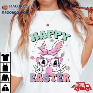 Cute Bunny Face Bublegum Happy Easter S For Girls Tshirt