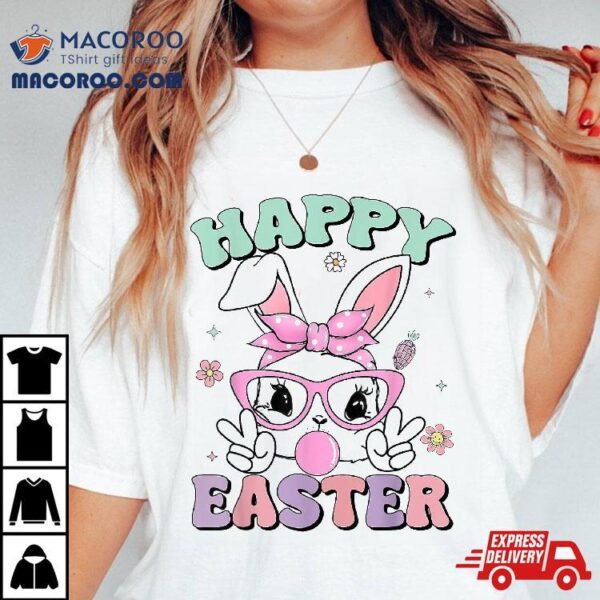 Cute Bunny Face Bublegum Happy Easter Shirts For Girls Shirt