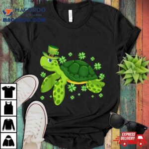 Cute Leprechaun Sea Turtle Shamrock Leaf Saint Patrick’s Day Shirt