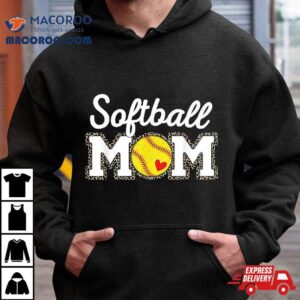 Cute Softball Mom Leopard Print Mothers Day Shirt