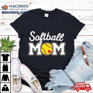 Cute Softball Mom Leopard Print Mothers Day Tshirt