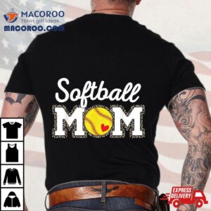 Cute Softball Mom Leopard Print Mothers Day Tshirt