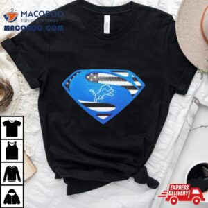 Detroit Lions Usa Flag Inside Superman Tshirt