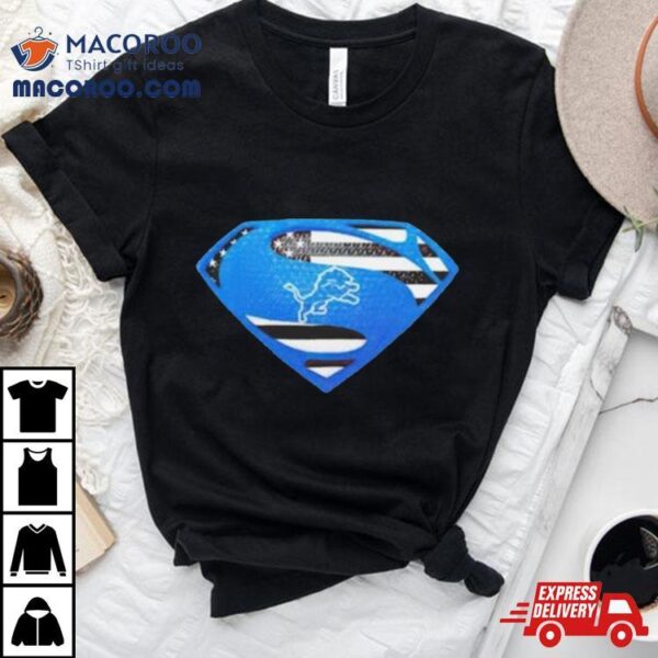 Detroit Lions Usa Flag Inside Superman T Shirt