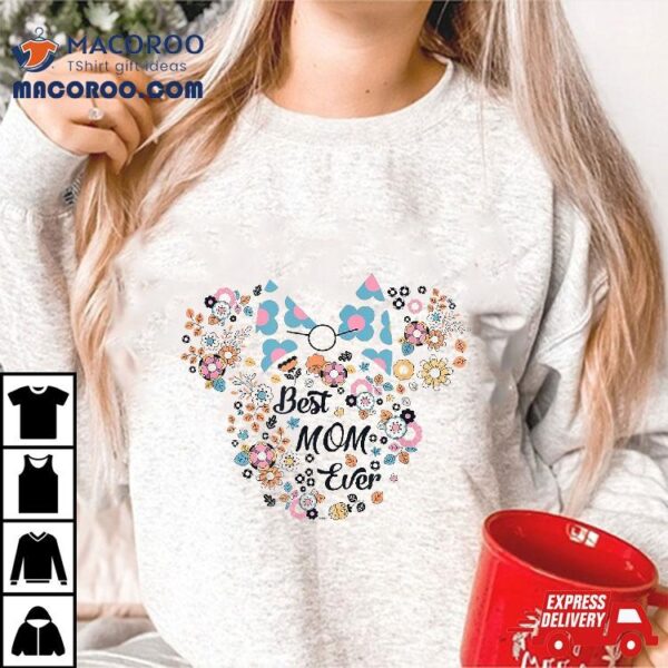 Disney Minnie Mouse Best Mom Ever Icon Flowers Mothers Day Shirt