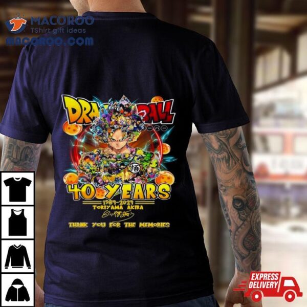 Dragon Ball 40 Years 1984 2024 Toriyama Akira Thank You For The Memories Signature Shirt