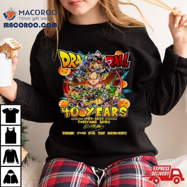 Dragon Ball 40 Years 1984 2024 Toriyama Akira Thank You For The Memories Signature Shirt