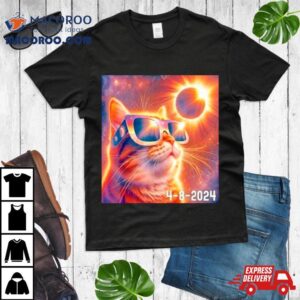 Eclipse Solar April Kitty Cat Wearing Glasses Tshirt