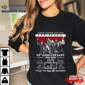 Europe Stadium Tour Rammstein 30th Anniversary 1994 Thank You For The Memories Shirt