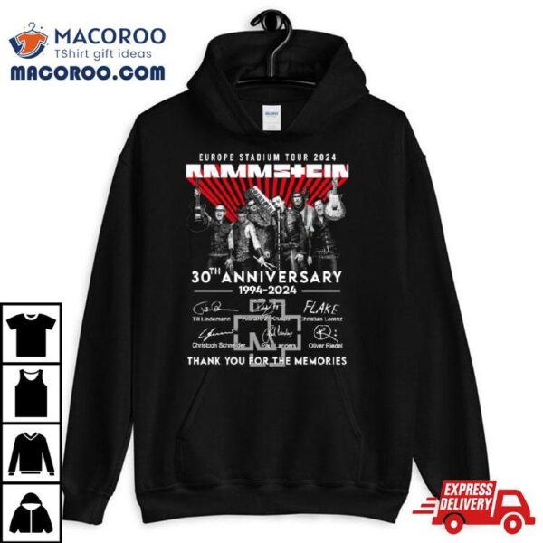 Europe Stadium Tour Rammstein 30th Anniversary 1994 Thank You For The Memories Shirt