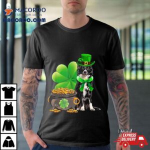 Funny Border Collie Dog Shamrock Irish Saint St Patrick Day Shirt