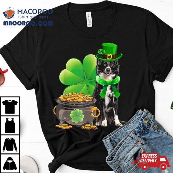 Funny Border Collie Dog Shamrock Irish Saint St Patrick Day Shirt