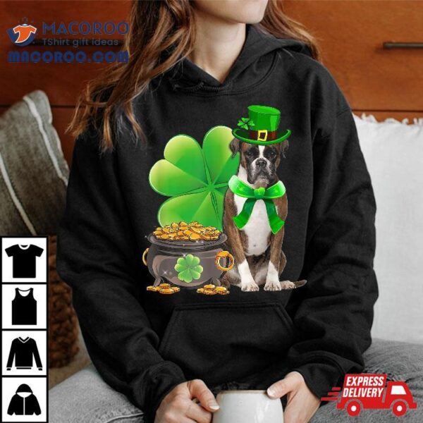 Funny Boxer Dog Shamrock Irish Saint St Patrick Day Shirt