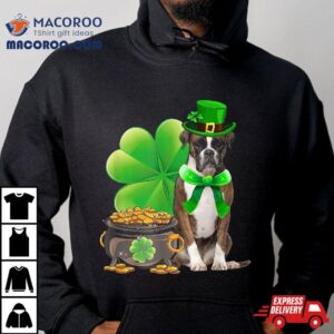 Funny Boxer Dog Shamrock Irish Saint St Patrick Day Tshirt