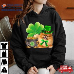 Funny Pomeranian Dog Shamrock Irish Saint St Patrick Day Tshirt