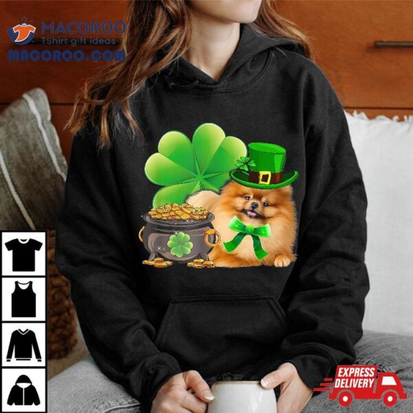 Funny Pomeranian Dog Shamrock Irish Saint St Patrick Day Shirt