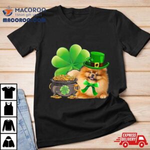 Funny Pomeranian Dog Shamrock Irish Saint St Patrick Day Tshirt