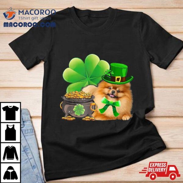 Funny Pomeranian Dog Shamrock Irish Saint St Patrick Day Shirt