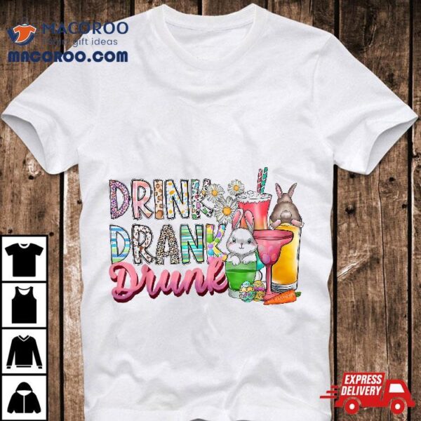 Funny Wine Glasses Bunny Drink Drinking Easter Day Shirt