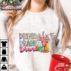 Funny Wine Glasses Bunny Drink Drinking Easter Day Tshirt