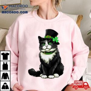 Girls Cat St Patrick&rsquo;s Day Shamrock Irish Shirt