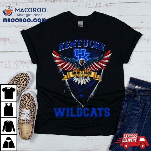 Go Big Blue Kentucky Wildcats Football Us Eagle Shirt